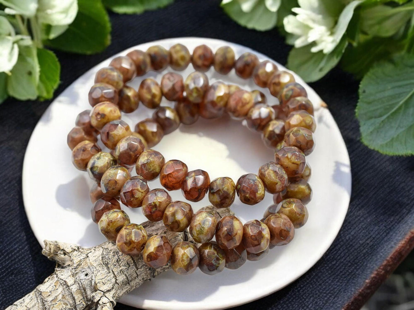 Picasso Beads - Czech Glass Beads - Rondelle Beads - Fire Polished Beads - 6x8mm - 25pcs - (A416)