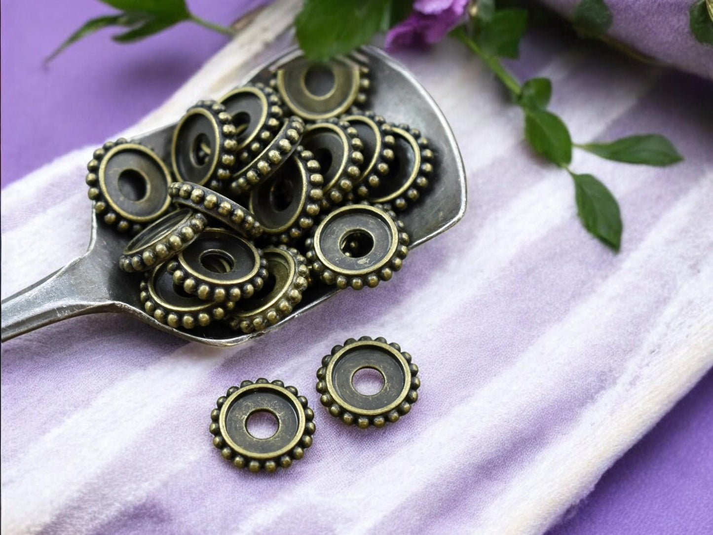 *25* 10x2mm Antique Bronze Bali Style Rondelle Spacer Beads
