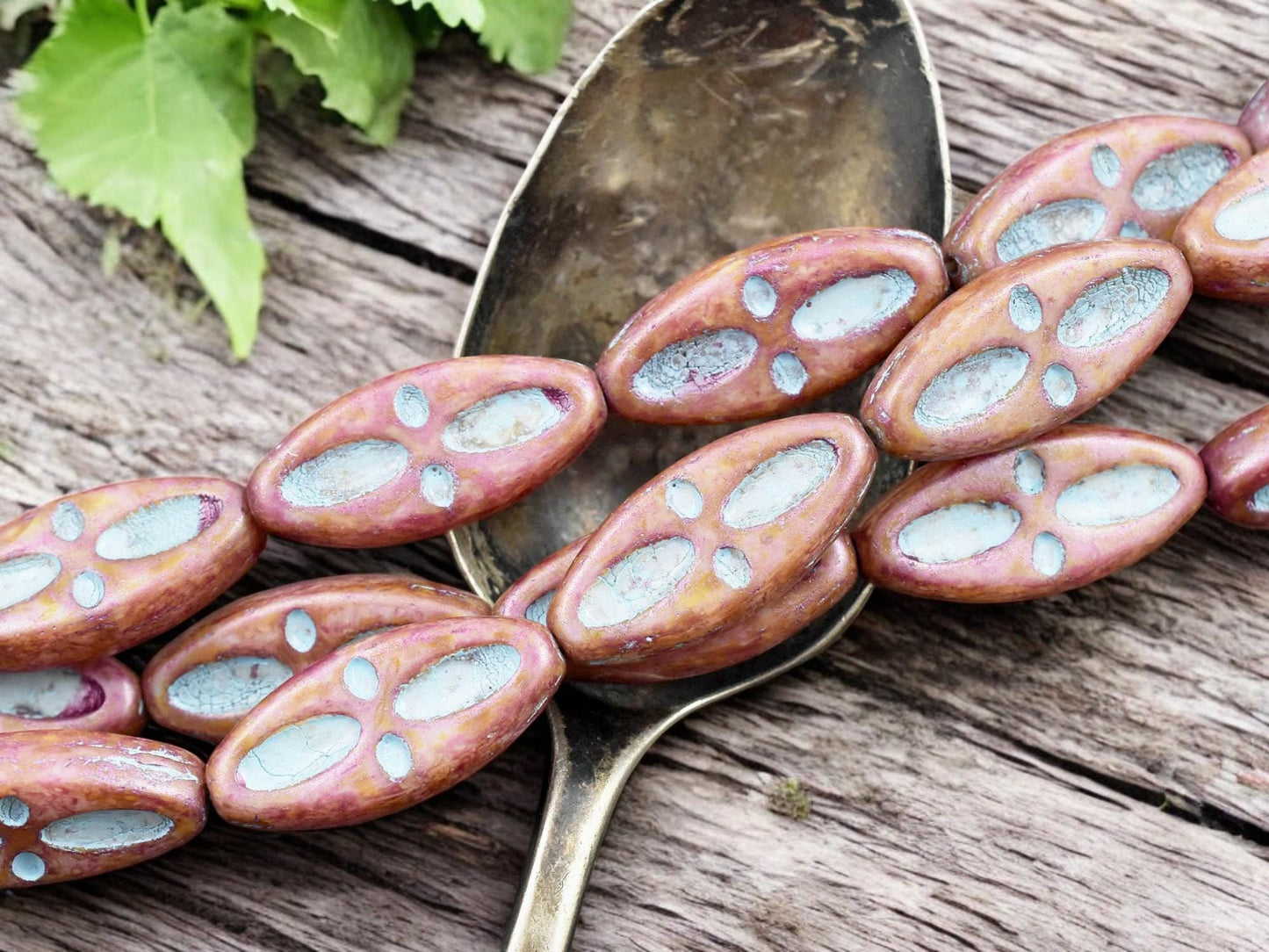 *10* 20x9mm Turquoise Washed Rose Pink Alabaster Marquise Oval Beads