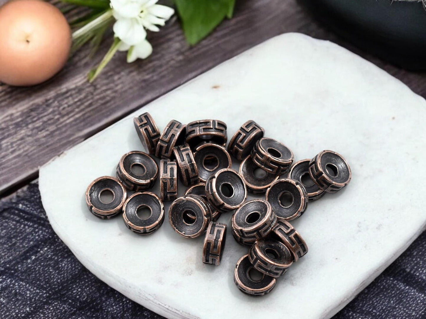 7x3mm Antique Copper Rondelle Spacer Beads -- Choose Your Quantity