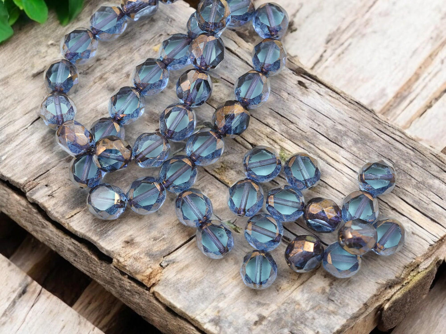 Czech Glass Beads - 2 Cut Beads - Table Cut Beads - Fire Polish Beads - Picasso Beads - 8mm - 15pcs - (2045)