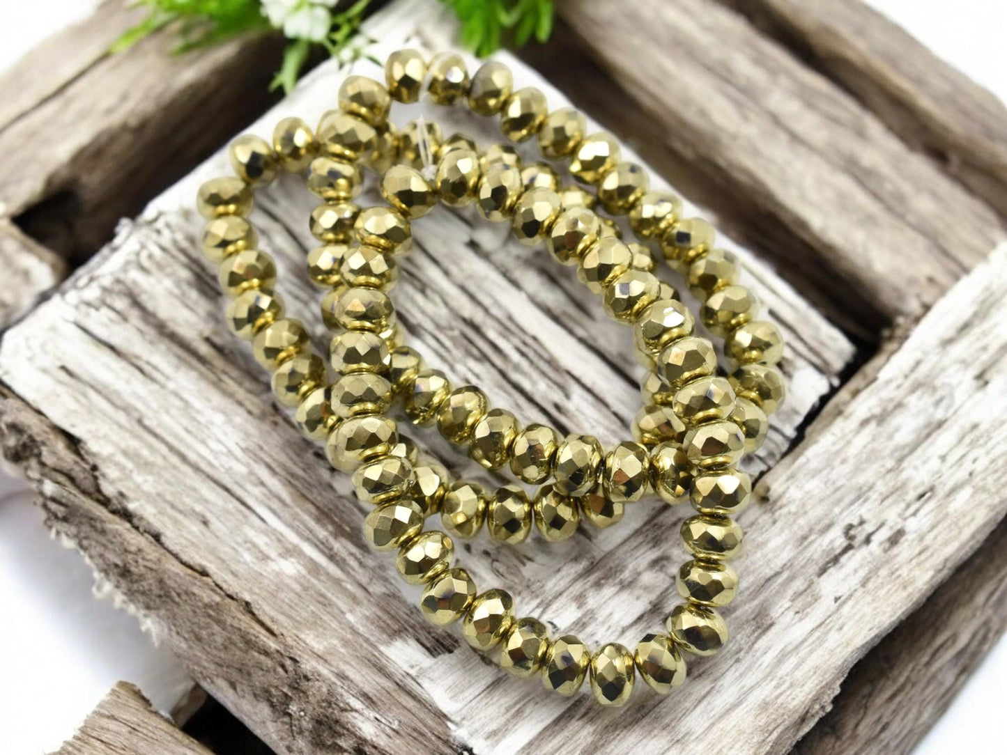 Czech Glass Beads - Rondelle Beads - Gold Spacers - Gold Beads - 3x5mm Rondelle Beads - 30pcs - (4460)