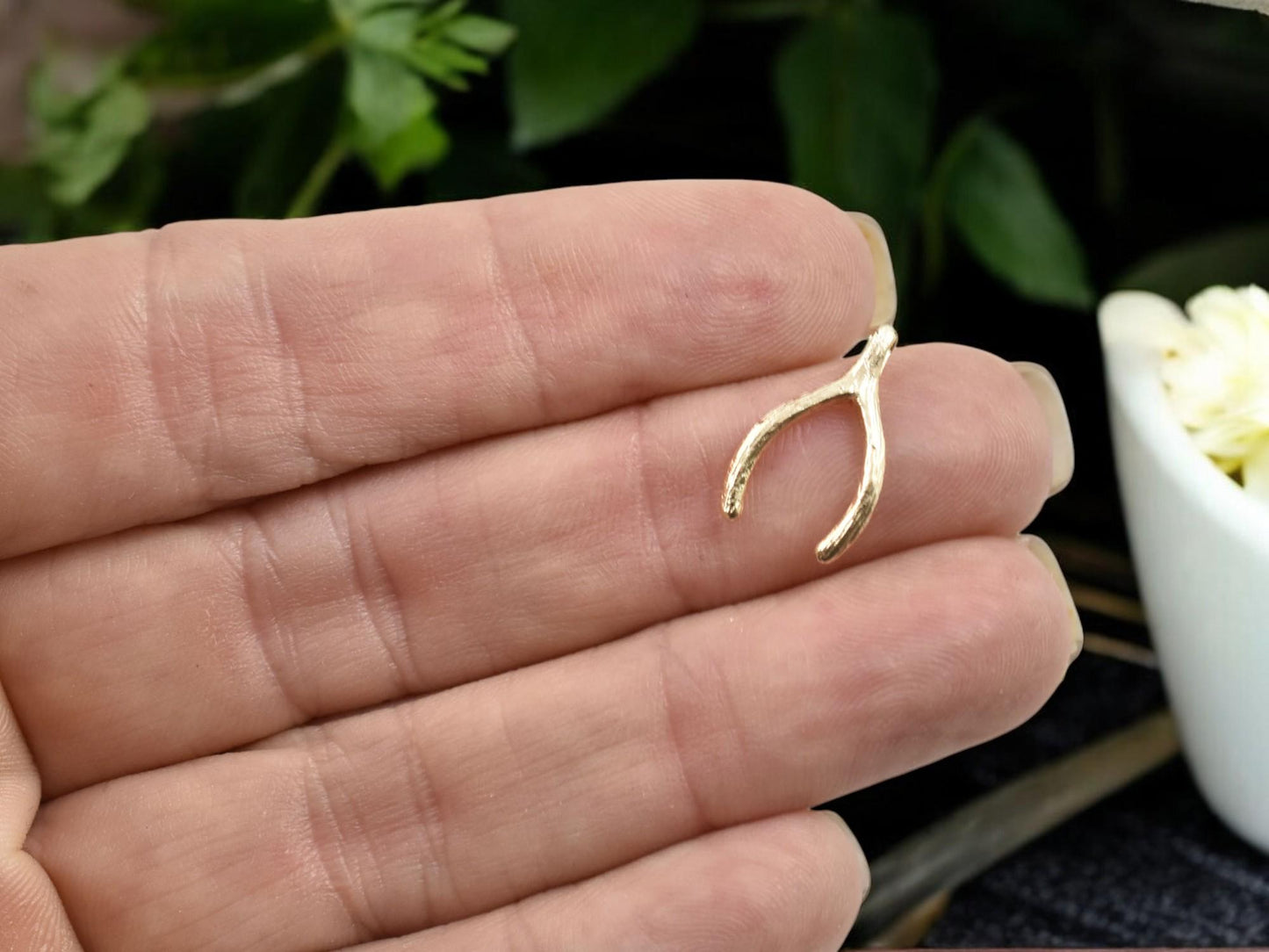 Gold Charms - Wishbone Charms - Metal Charms - Good Luck Charms - 17x9mm - 5pcs - (2933)