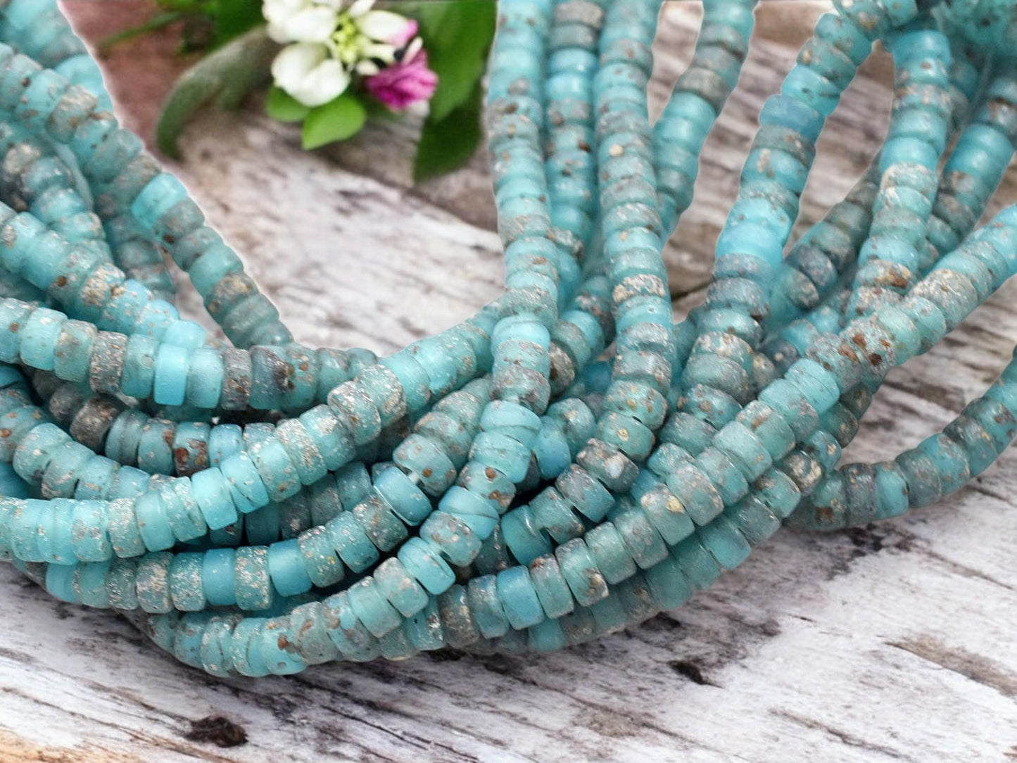 Heishi Beads - Indonesian Beads - Recycled Glass Beads - Eco-Friendly Beads - 6x3mm - 20" Strand - (A688)