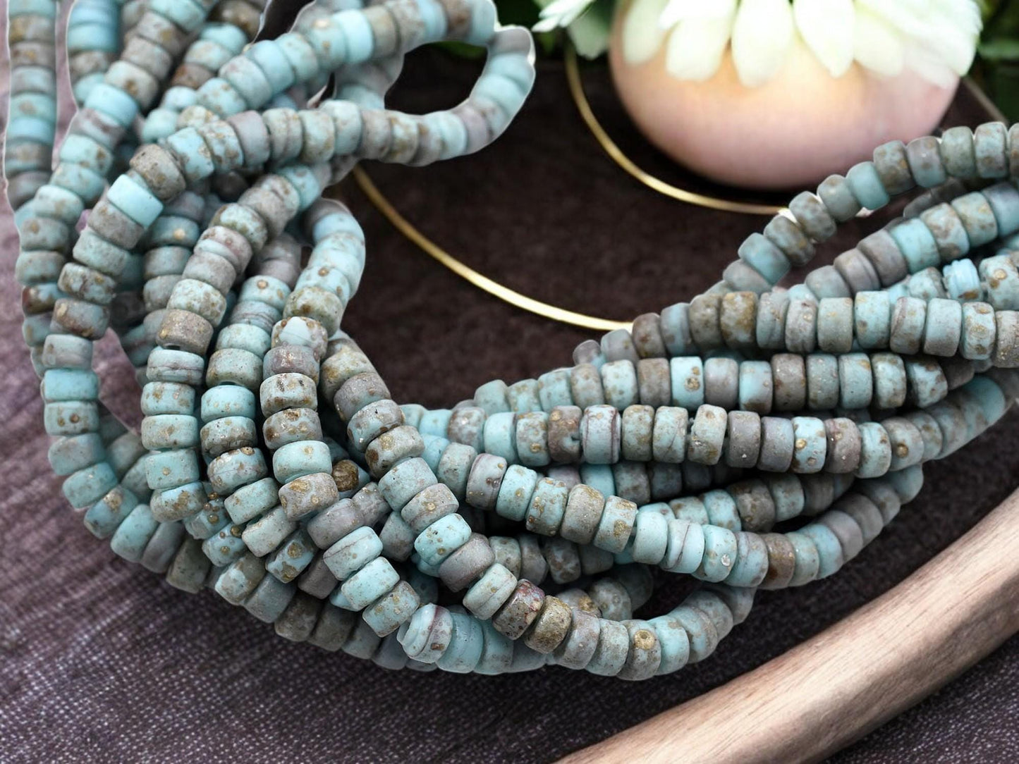 Heishi Beads - Indonesian Beads - Recycled Glass Beads - Eco-Friendly Beads - 6x3mm - 20" Strand - (B535)