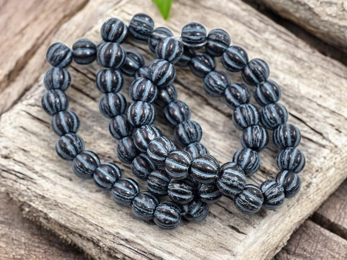 Czech Glass Beads - Large Hole Beads - Melon Beads - Round Beads - 8mm - 20pcs - (4168)