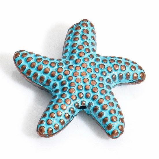 Starfish Beads - Metal Beads - Copper Beads - Patina Beads - Sea Star Beads - 14x13mm - 30pcs - (A626)