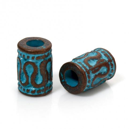 Metal Beads - Patina Beads - Large Hole Beads - Spacer Beads - Metal Spacers - 9x6mm - 50pcs - (B371)