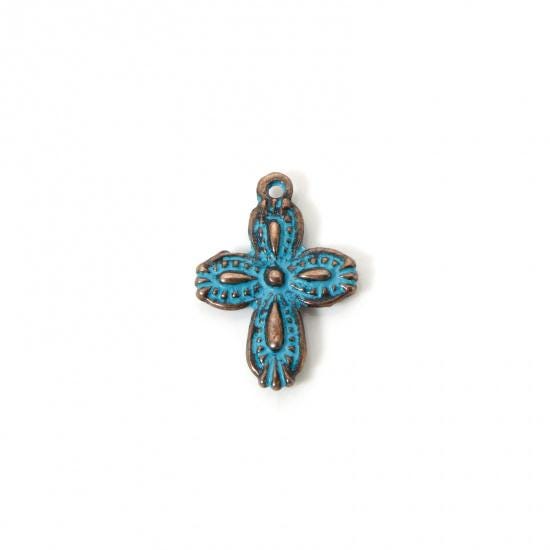 Cross Charms - Patina Charms - Metal Charms - Religious Charms - Rosary Supplies - 18x13mm - 50pcs - (4846)