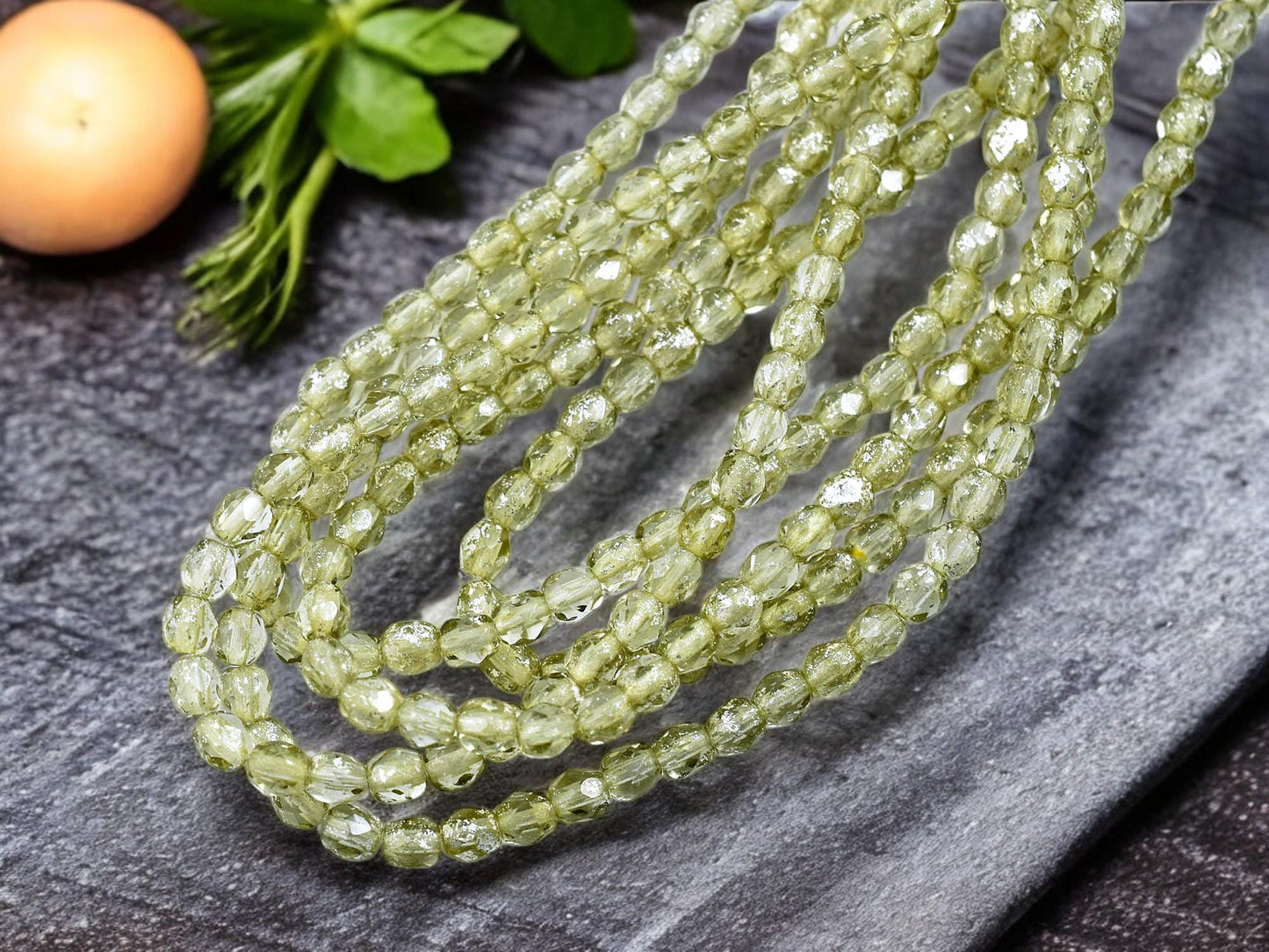 *50* 4mm Silver Mercury Washed Smokey Crystal Fire Polished Round Beads