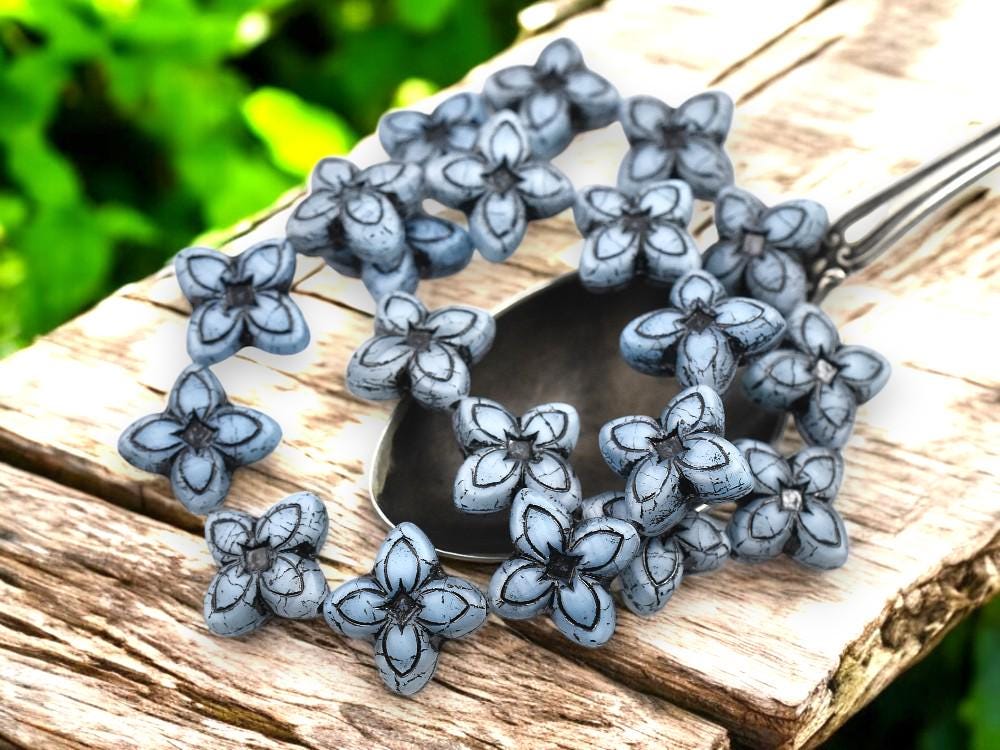 Czech Glass Beads - Flower Beads - Floral Beads - Matte Beads - 17mm - 10pcs - (1984)