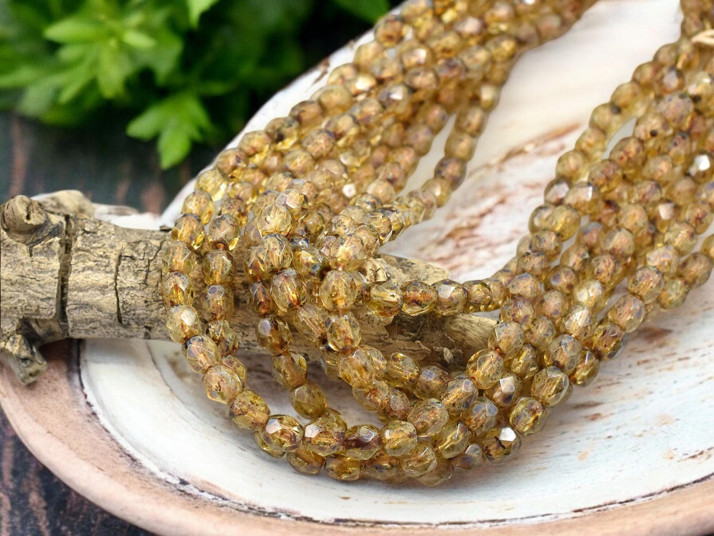 Picasso Beads - Fire Polish Beads - Czech Glass Beads - Round Beads - 4mm Beads - 50pcs - (A469)