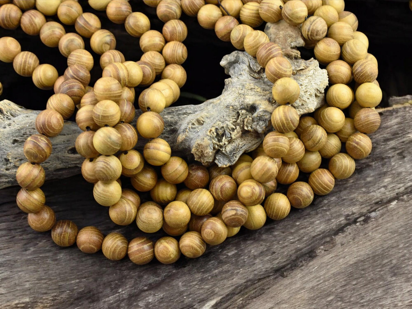 10mm Golden Burleywood Round Beads
