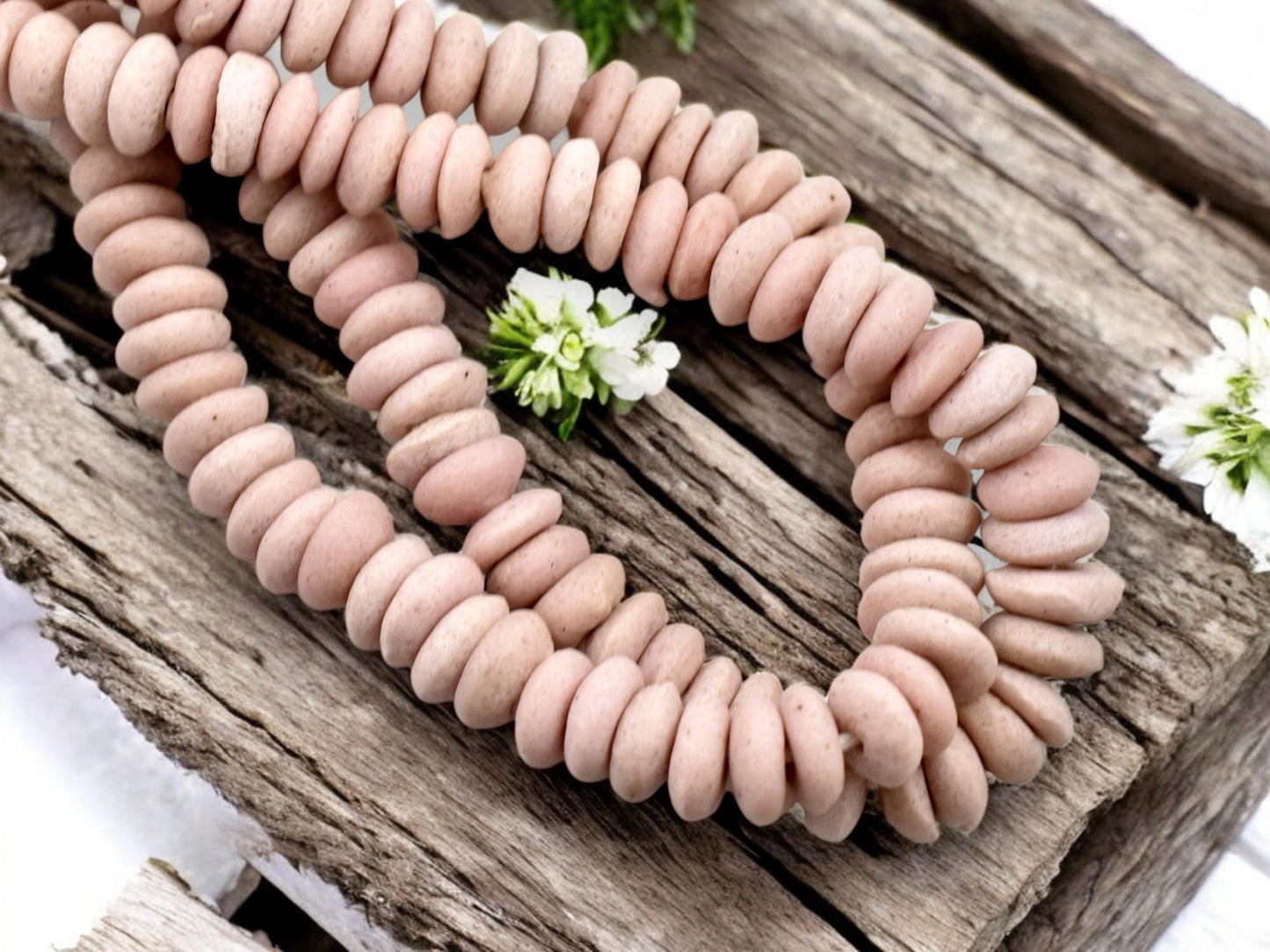 African Glass Beads - Recycled Glass Beads - Ashanti Glass - Heishi Beads - 13-15mm