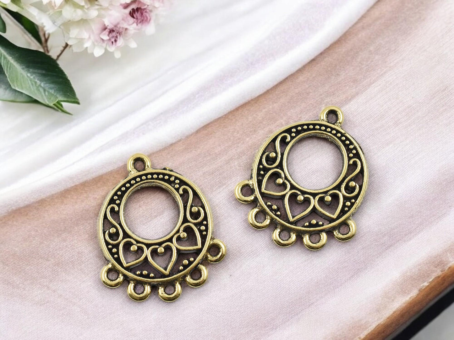 Gold Charms - Earring Findings - Chandelier Earring - Chandelier Pendant - Gold Findings - Charm Hanger - 2pcs - 18x25mm - (515)