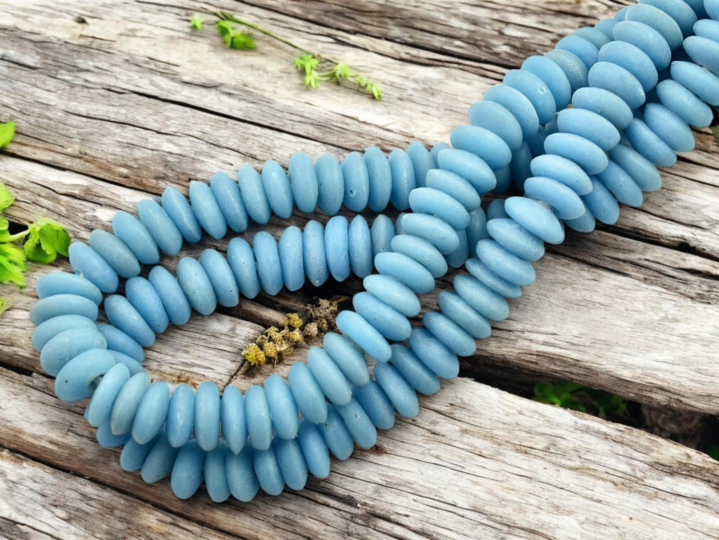 African Glass Beads - Recycled Glass Beads - Ashanti Glass - Heishi Beads - 13-15mm