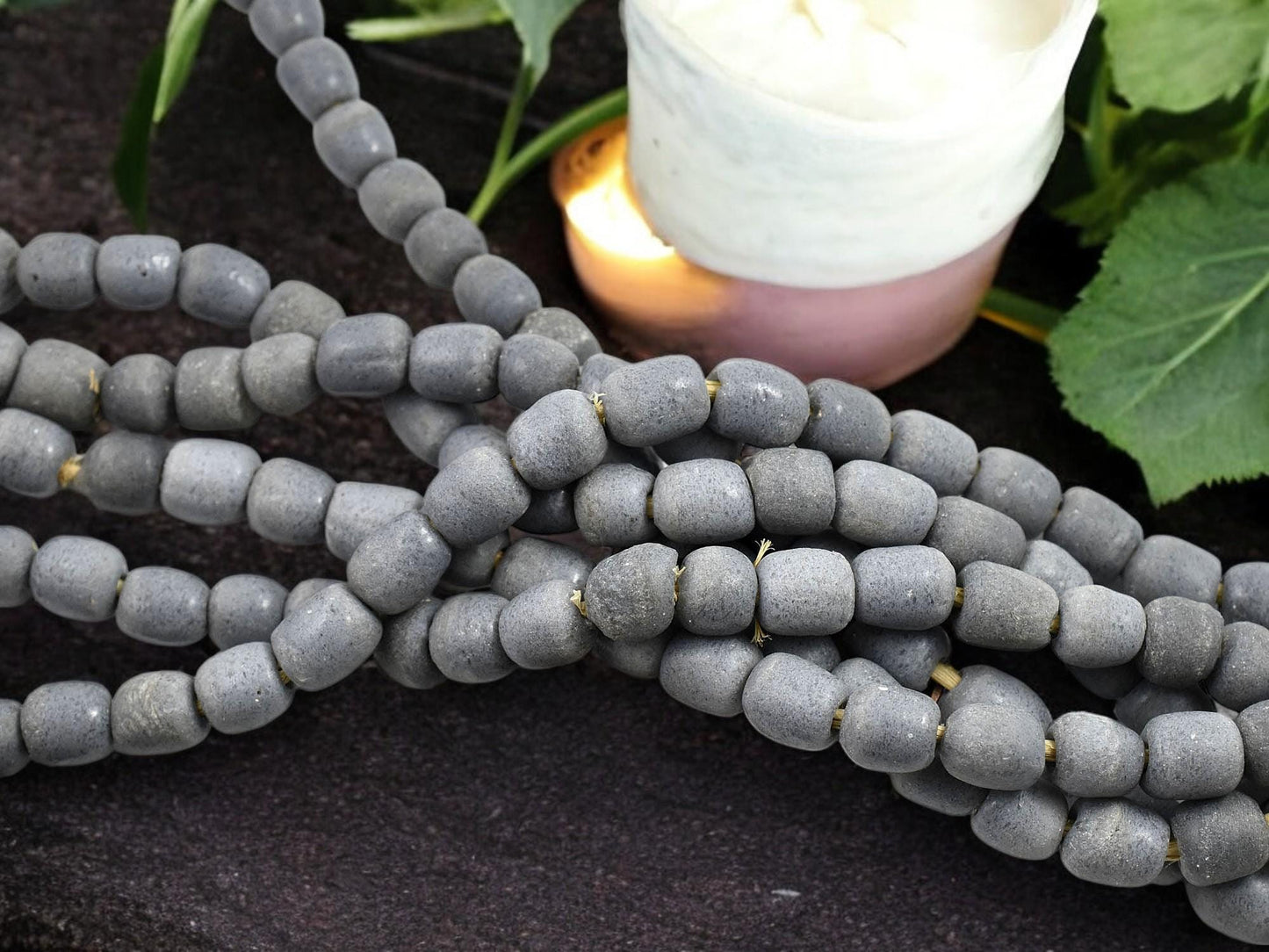 Recycled Glass Beads - African Glass Beads - Fair Trade Beads - Approx 9-12mm - 21" Strand - (J27)