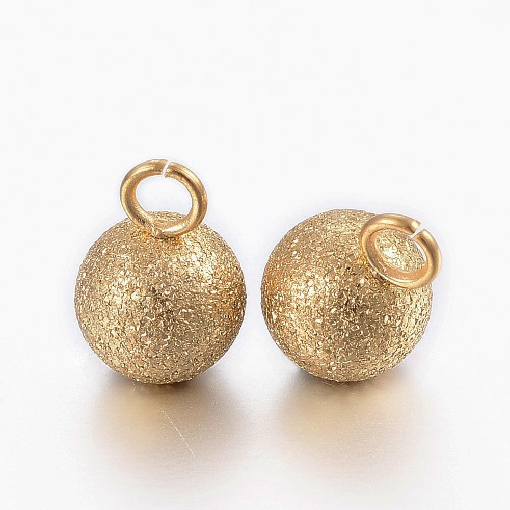 Metal Charms - Dangle Charms - Ball Charms - Stardust Beads - Cord End Pulls - 9x6mm - 25pcs