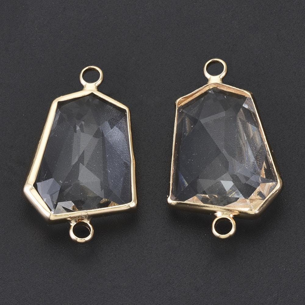 Gold Connectors - Gold Charms - Bezel Connector - Bracelet Connector - 26x16x7mm - 6pcs - (5072)