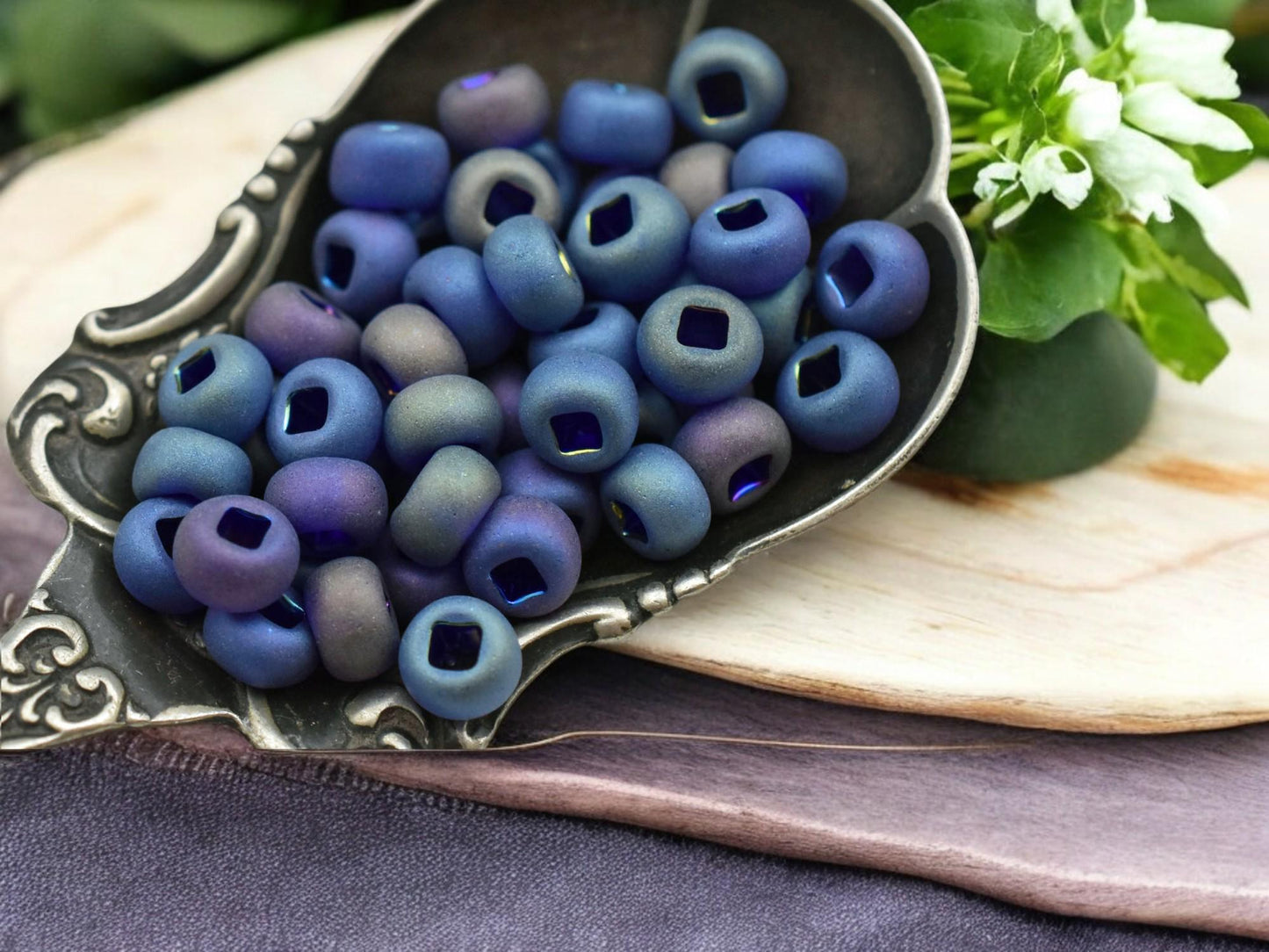 50G Transparent Matte Dk Blue AB Czech 2/0 Seed Beads