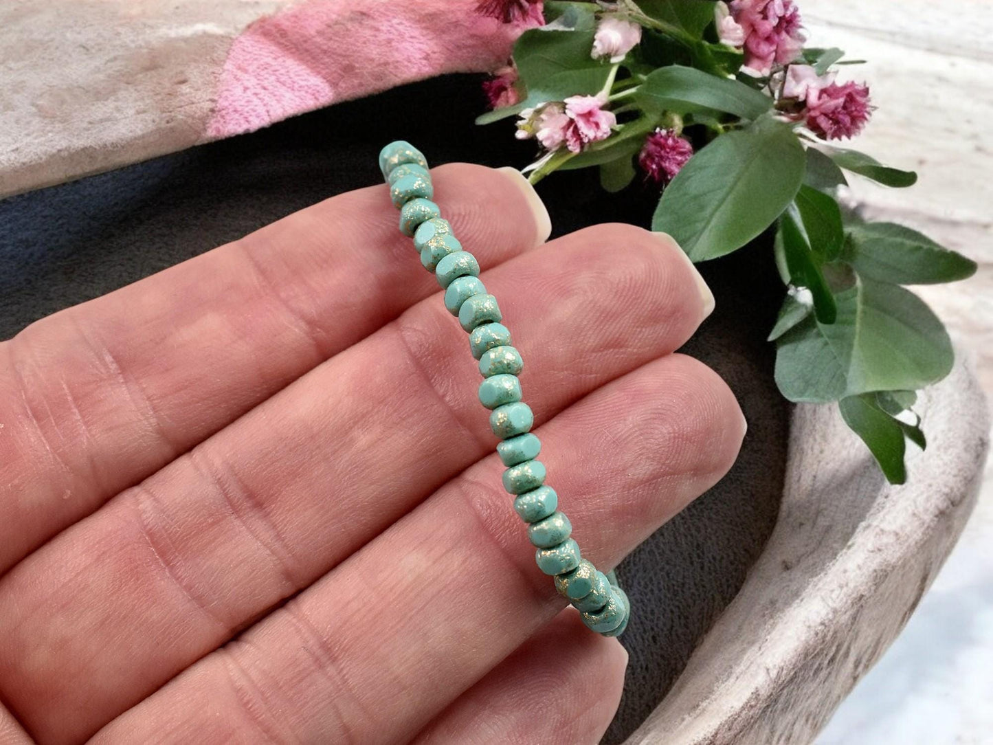 Czech Glass Beads - Trica Beads - 4mm Glass Beads - Picasso Beads - Size 6 Seed Beads - Seed Beads - 4x3mm - 50pcs - (3564)