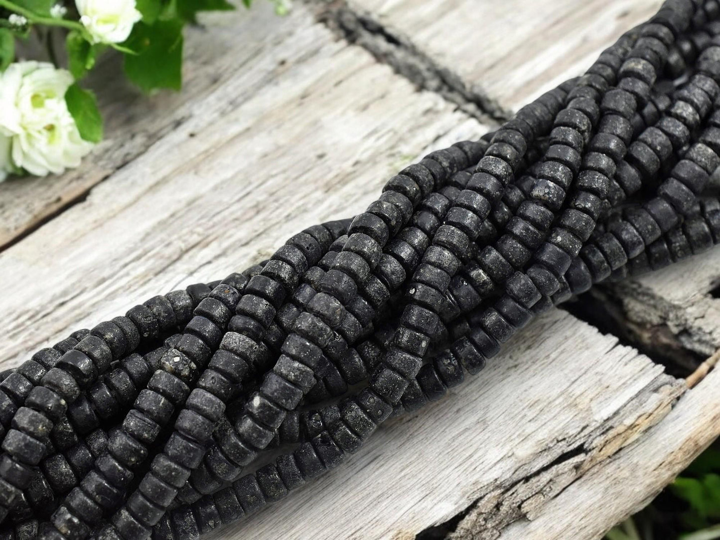 Trade Beads - Heishi Beads - Indonesian Beads - Recycled Glass Beads - 6x3mm - 20" Strand - (A546)