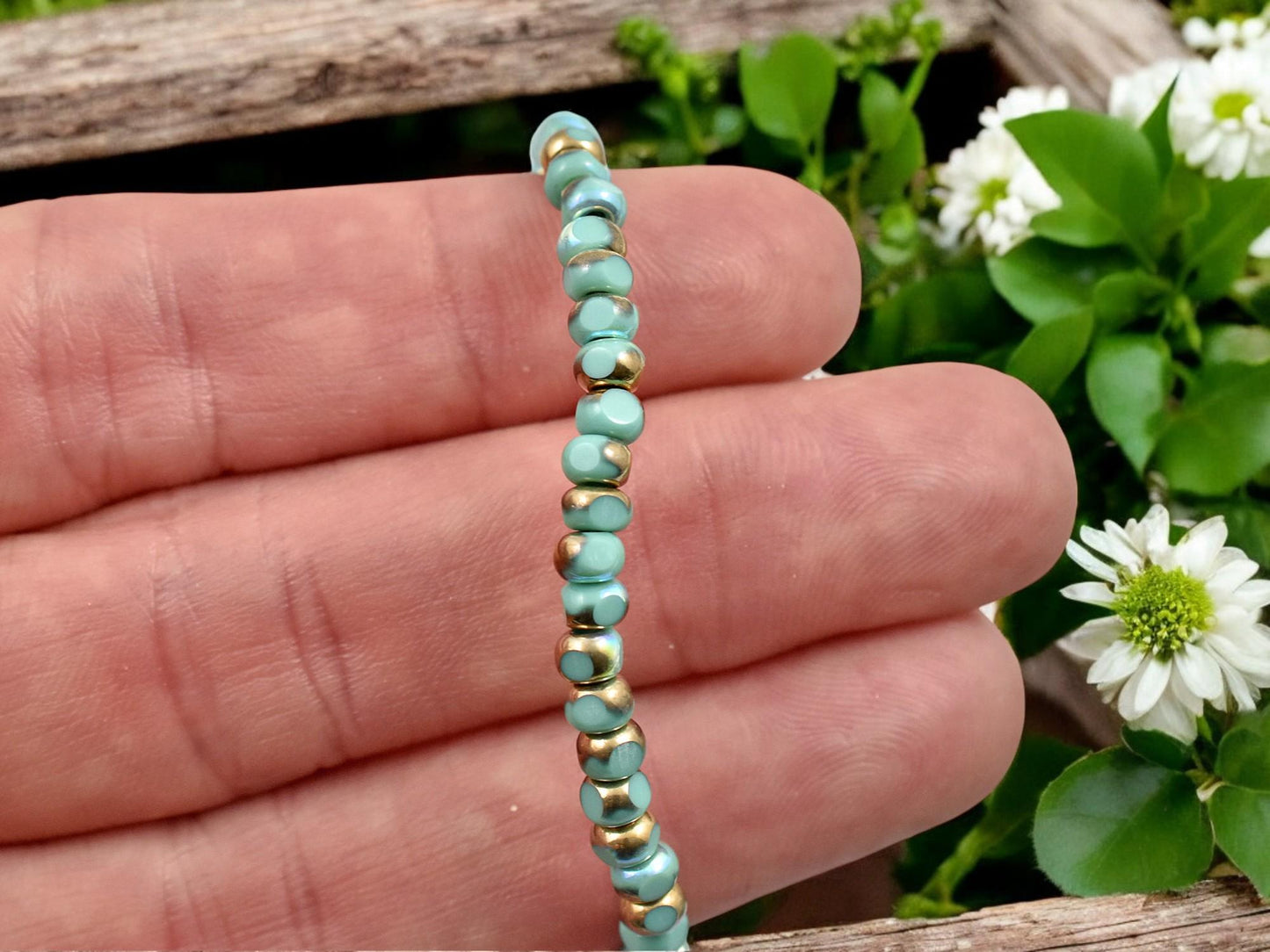 Czech Glass Beads - Trica Beads - 4mm Glass Beads - Picasso Beads - Size 6 Seed Beads - Seed Beads - 4x3mm - 50pcs - (2767)