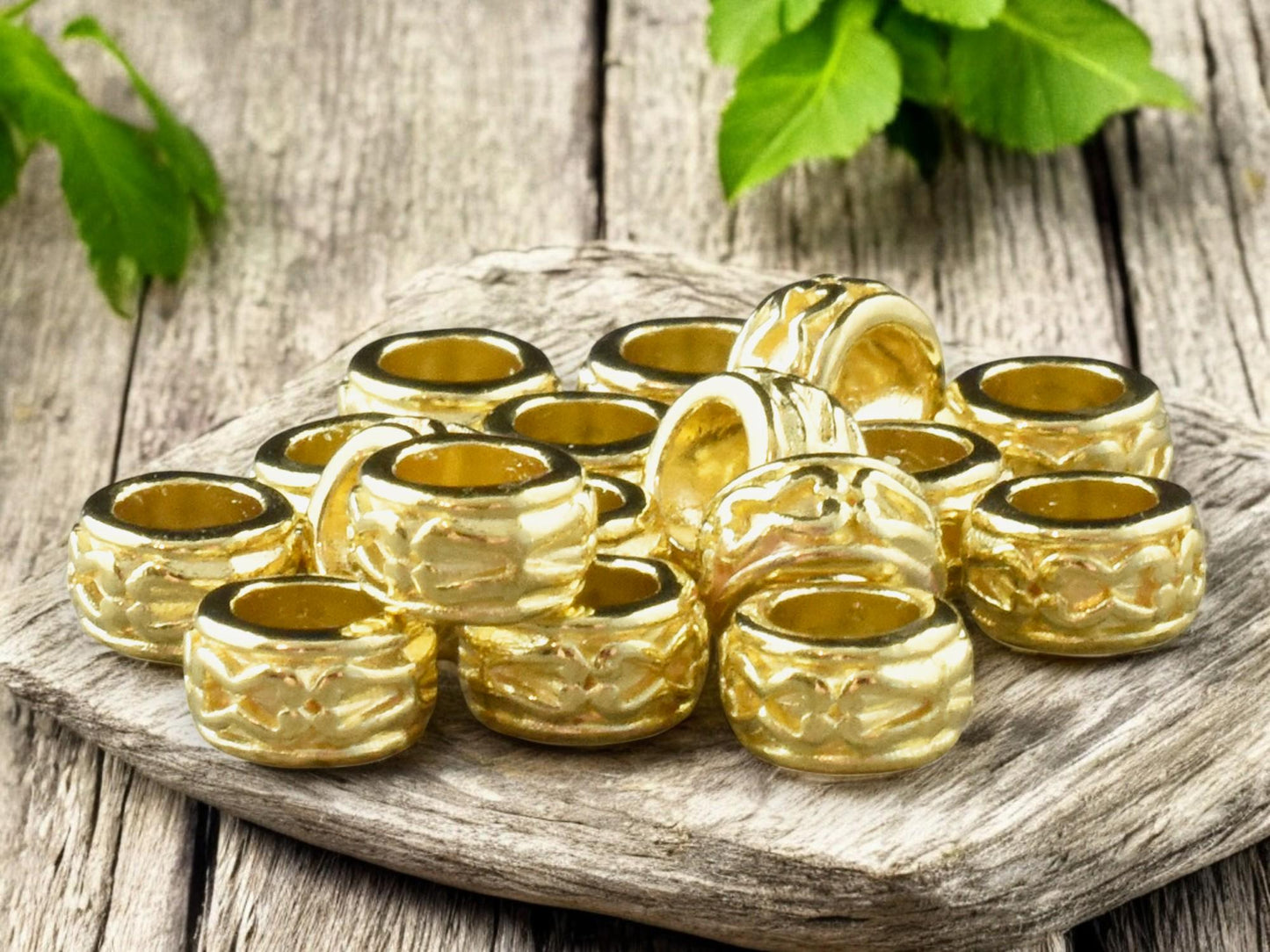 *50* 7x4mm Gold Large Hole Rondelle Spacer Beads