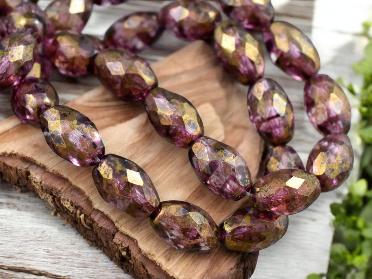 *12* 12x8mm Bronze Luster Washed Amethyst Crystal Fire Polished Faceted Oval Beads