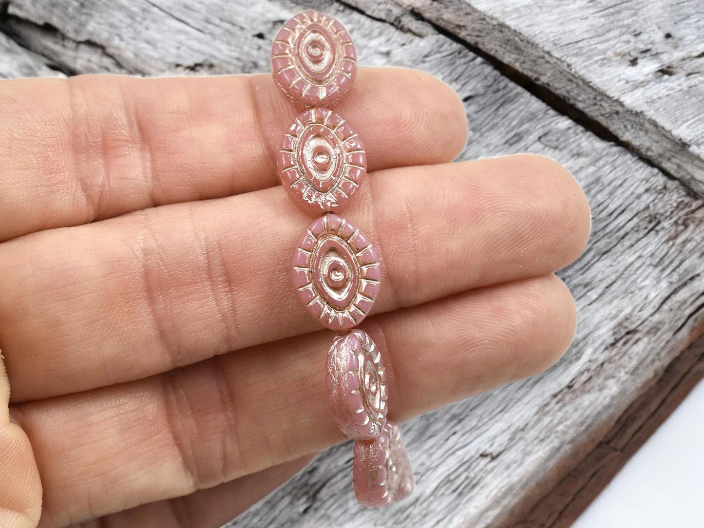 Czech Glass Beads - Evil Eye Beads - Mystic Eye Beads - Picasso Beads - Full Strand - 10pcs - 14x11mm - (4007)