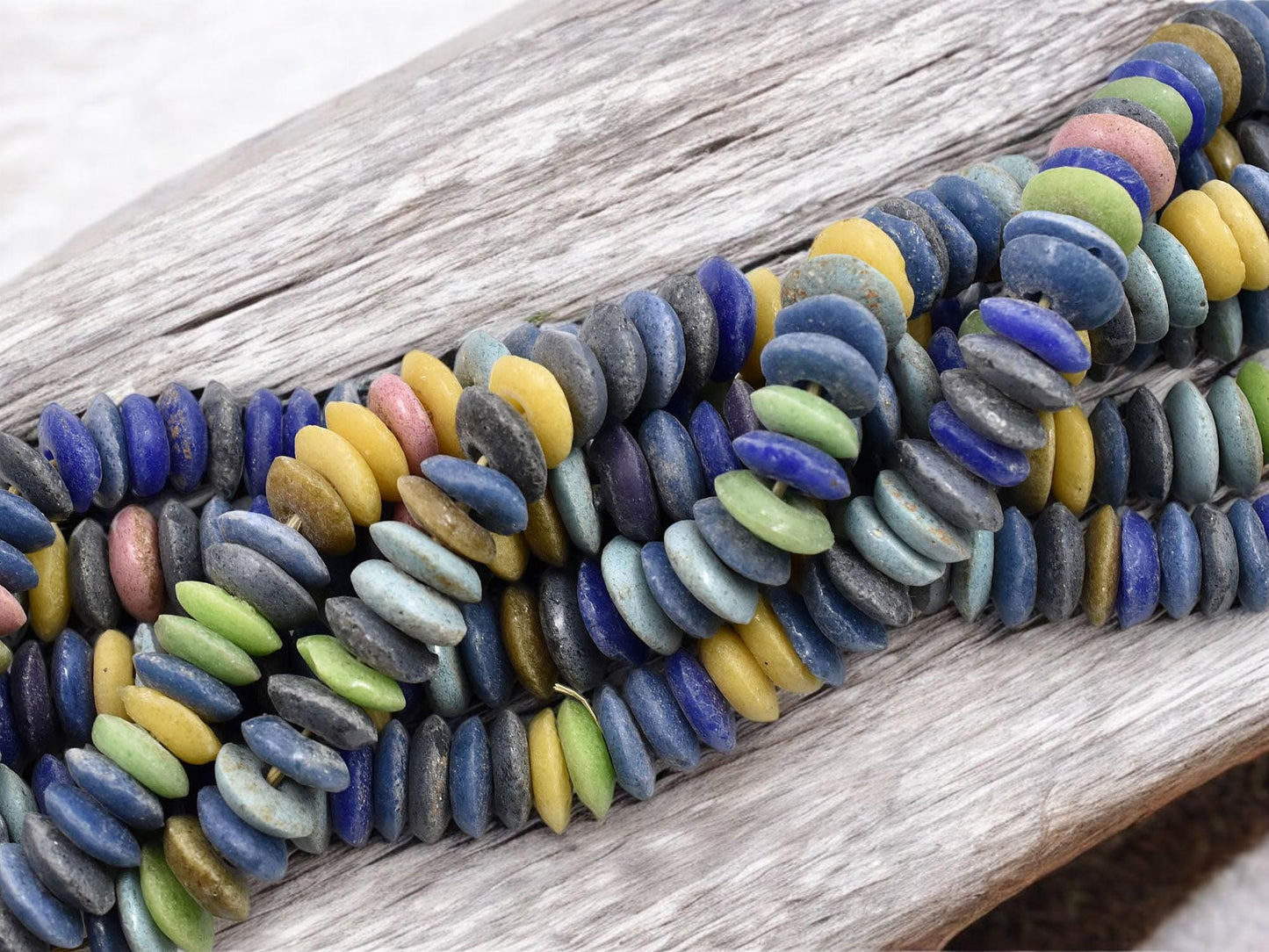 Fair Trade Beads - African Glass Beads - Recycled Glass Beads - Ashanti Glass - Heishi Beads - 13-15mm