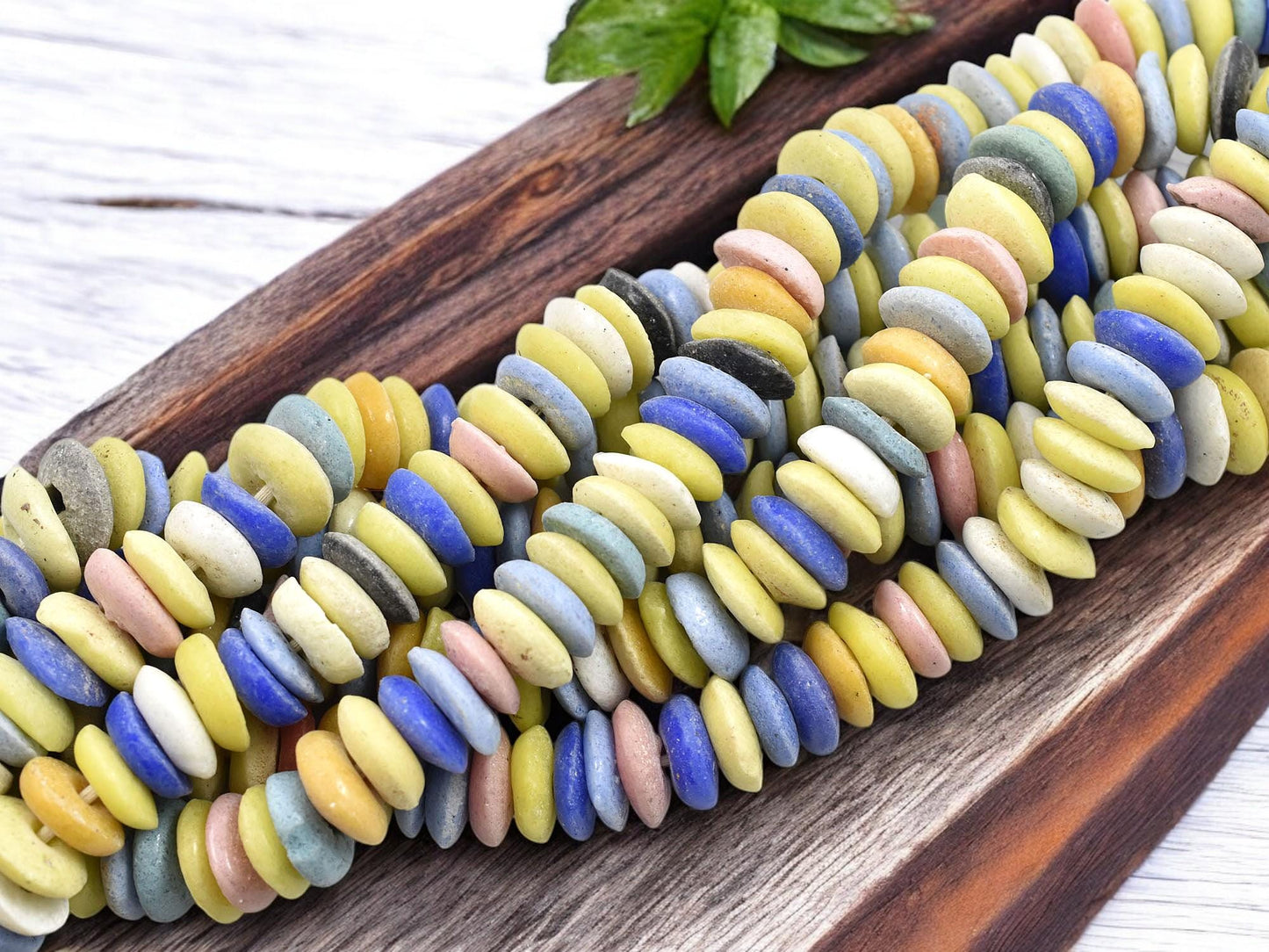 Fair Trade Beads - African Glass Beads - Recycled Glass Beads - Ashanti Glass - Heishi Beads - 13-15mm