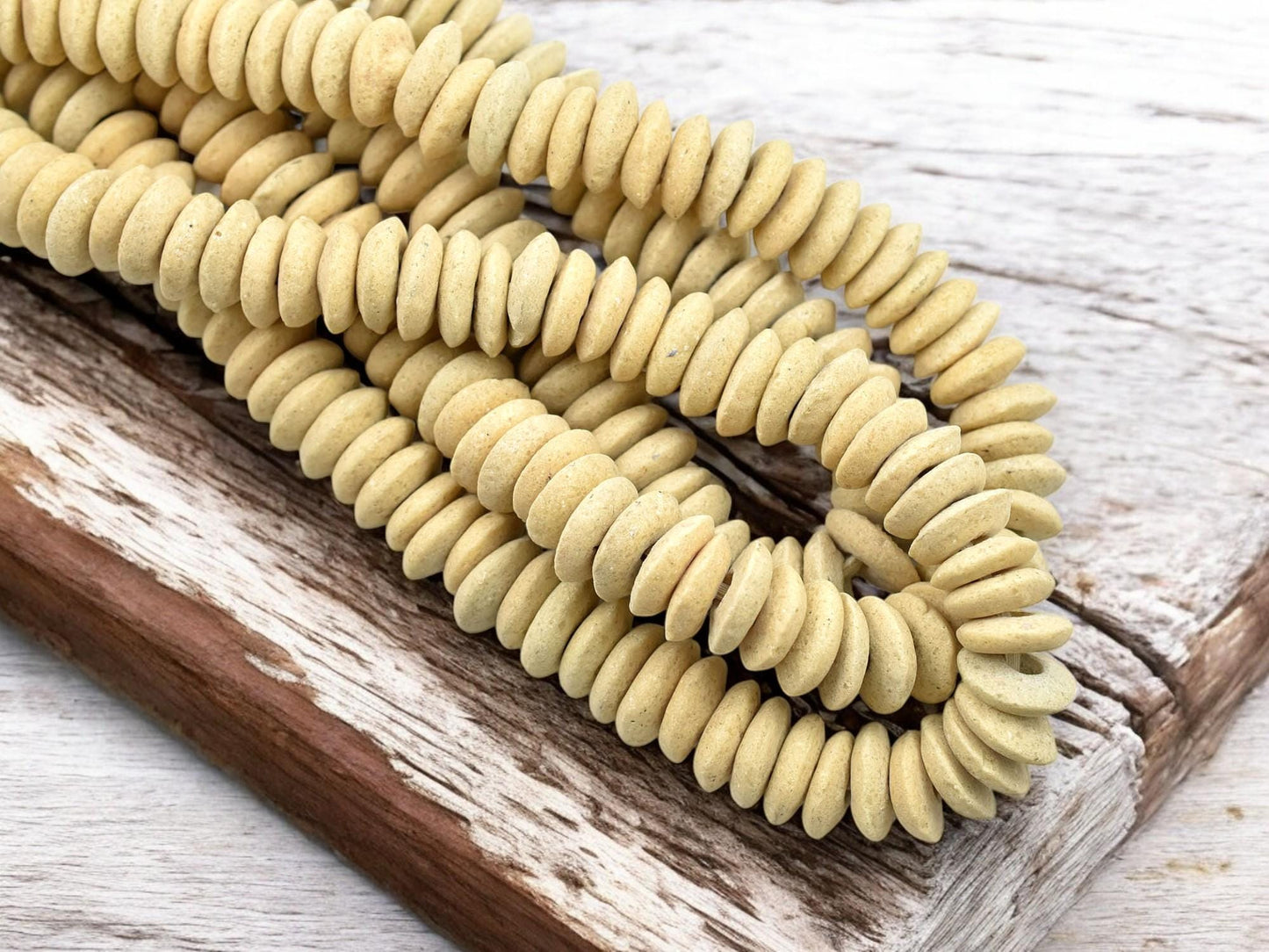 African Glass Beads - Recycled Glass Beads - Ashanti Glass - Heishi Beads - 13-15mm