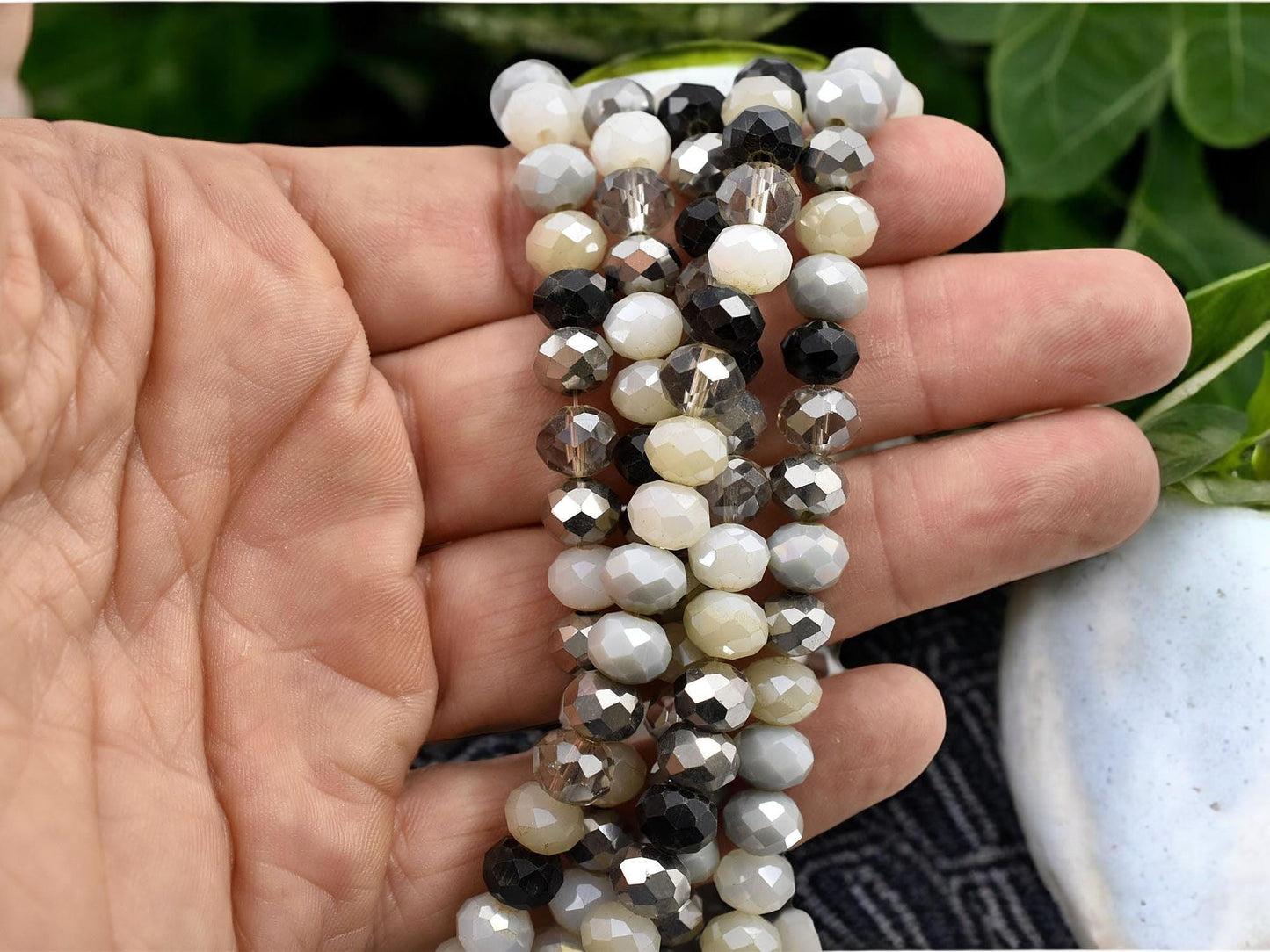 Bead Strands - Rondelle Beads - Chinese Crystal - Faceted Beads - Electroplated Glass - 6x8mm - 16.5" Strand - (4100)