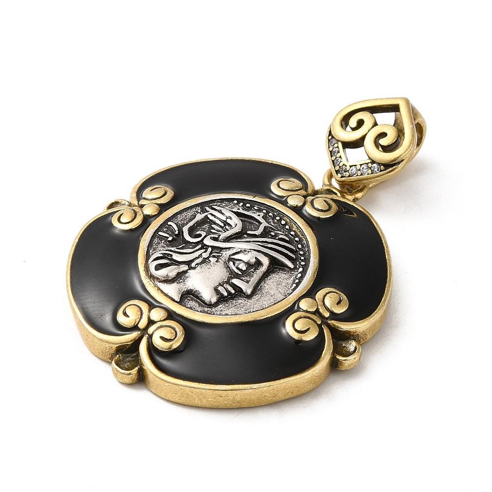 Roman Coin Pendants - Metal Pendants - Mixed Metal Pendant - Greek Coin Replica - 30x27mm - (500)