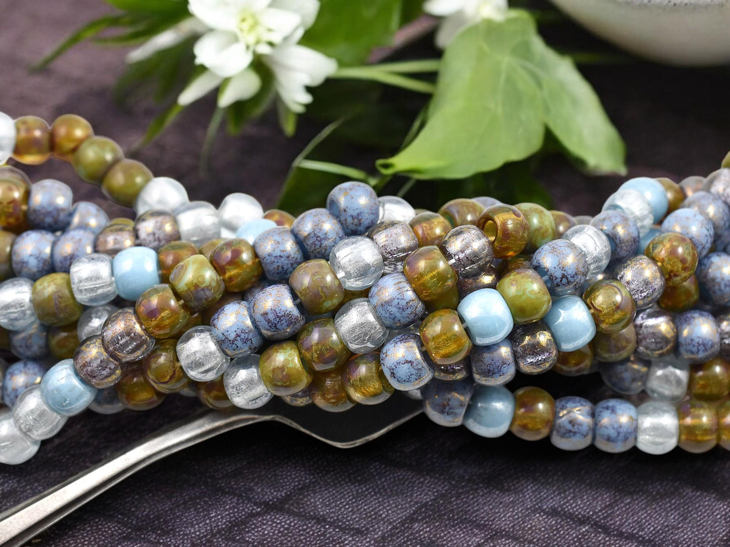 Picasso Seed Beads - Large Seed Beads - 32/0 - Czech Glass Beads - Large Hole Beads - 7x5mm - 17" Strand - (6113)