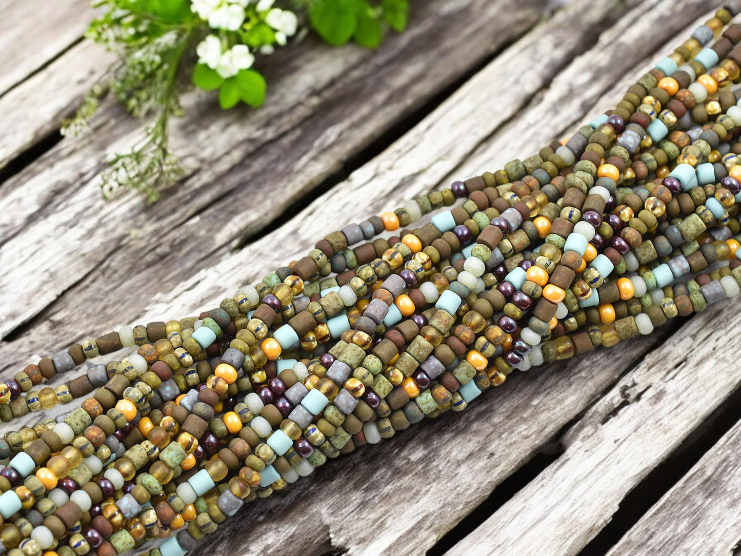 Picasso Seed Beads 6 0 - Aged Picasso Beads - Czech Glass Beads - Size 6 Seed Beads - 6/0 - 21" Strand - (5200)