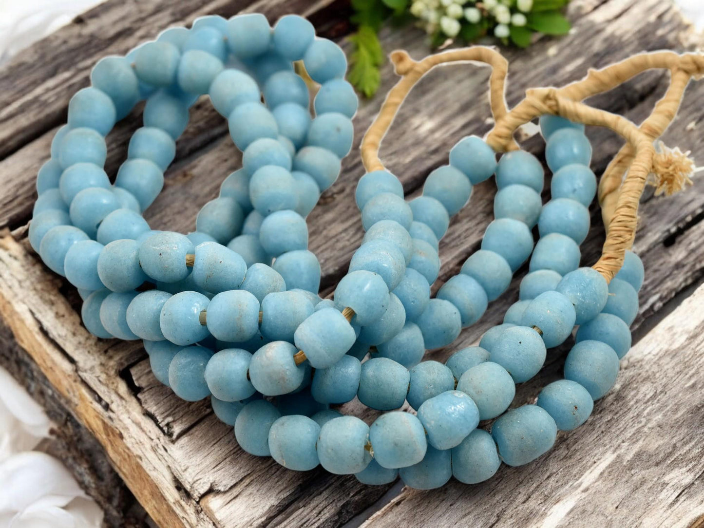 African Recycled Glass Beads - Fair Trade Beads - Krobo Beads - Powder Glass Beads - Approx 10-12mm - 19" Strand - (J49)