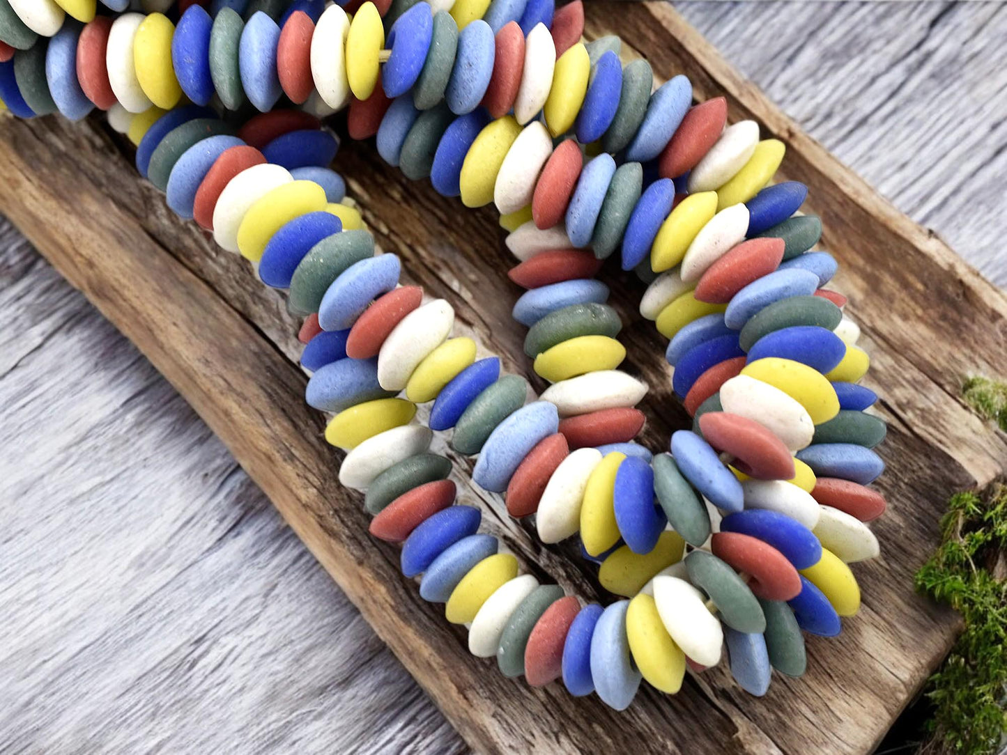 Fair Trade Beads - African Glass Beads - Recycled Glass Beads - Ashanti Glass - Heishi Beads - 13-15mm