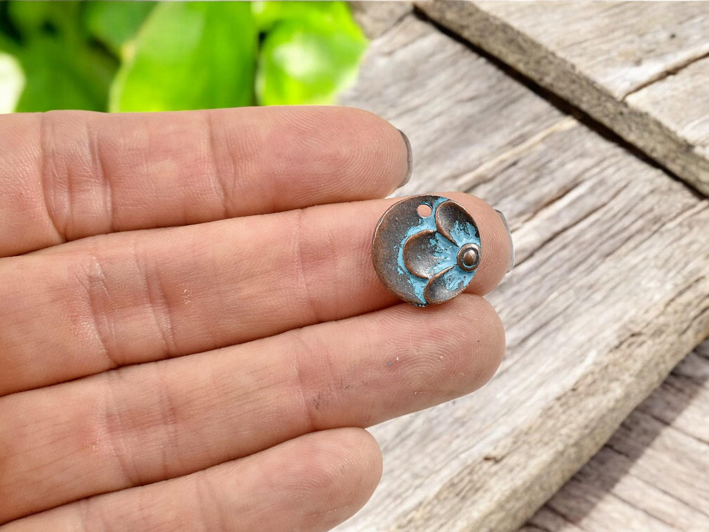 Floral Charms - Patina Charms - Metal Charms - Copper Charms - 15mm - 20pcs - (2697)