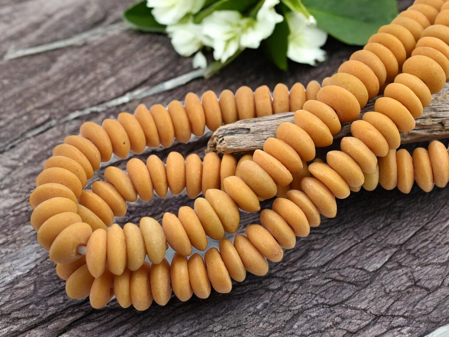 African Glass Beads - Recycled Glass Beads - Ashanti Glass - Heishi Beads - 13-15mm