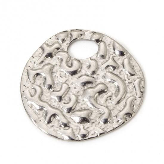 Minimalist Charms - Metal Charms - Hammered Charms - Metal Pendant - Earring Charms - Silver Charms - 2pcs - 30mm - (1962)