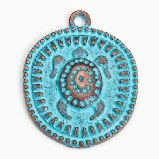 Turtle Charms - Patina Charms - Metal Charms - Copper Charms - 28x22mm - 20pcs - (6137)