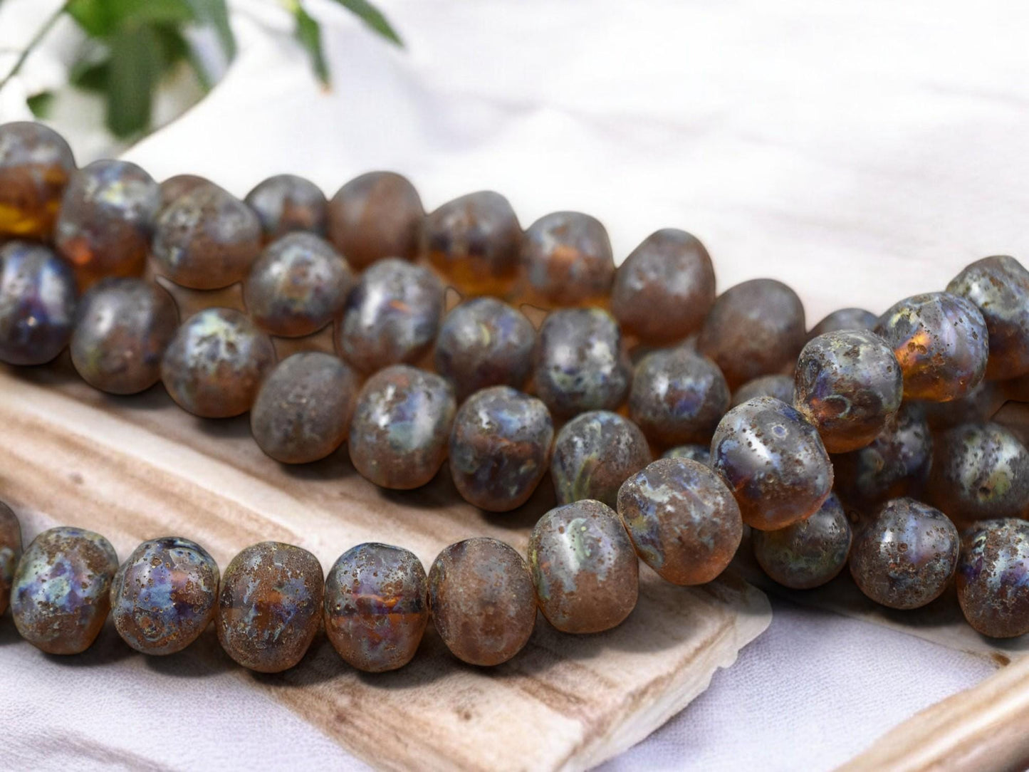 *12* 10x8x7mm Dark Amber Travertine Nugget Beads
