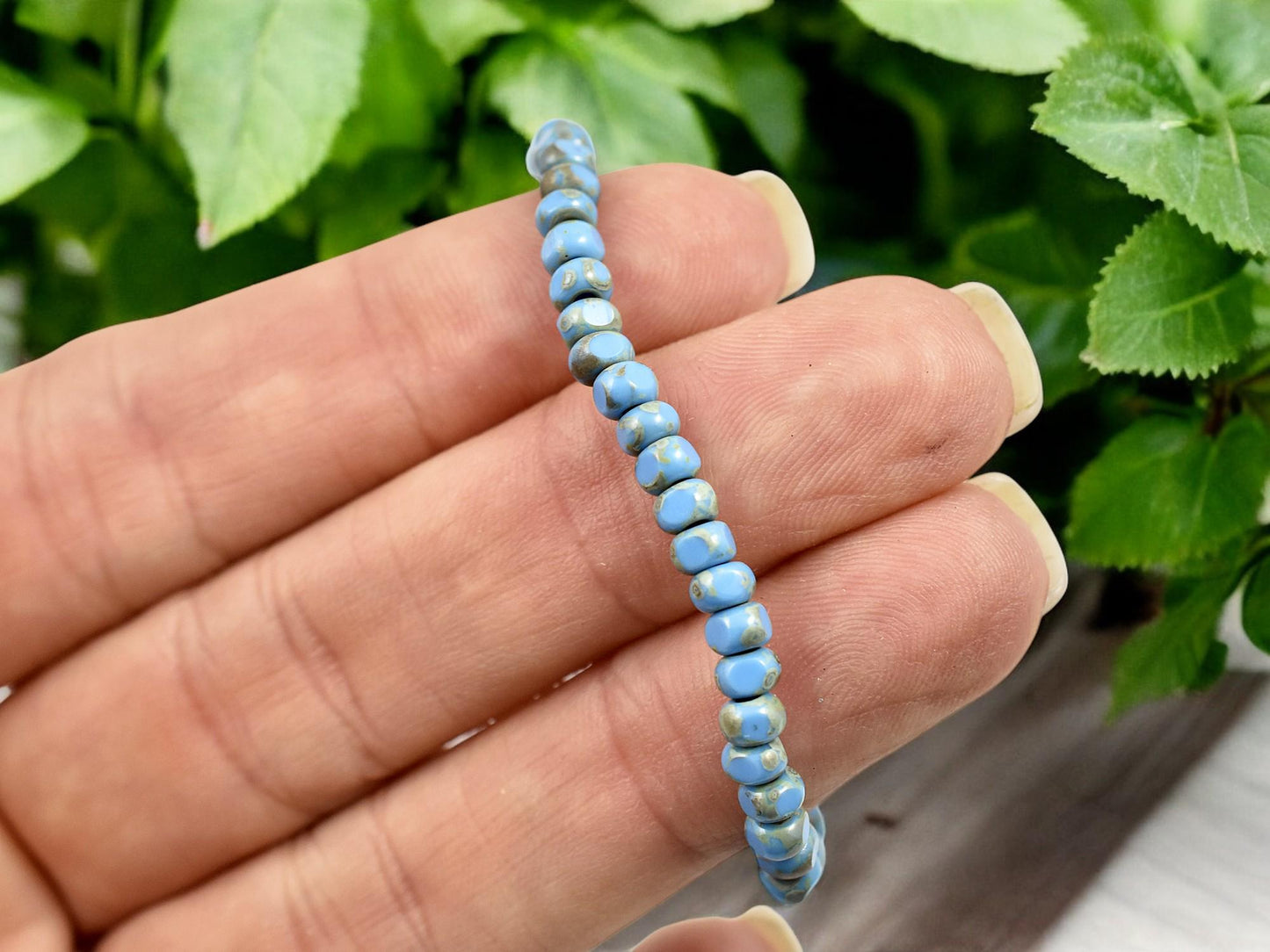 Picasso Beads - Czech Glass Beads - Trica Beads - Seed Beads - Blue Seed Beads - Size 6 Beads - 50pcs - (829)