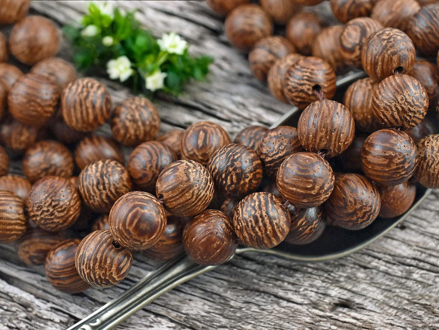 Natural Dragon Tree Round Beads -- Choose Your Size