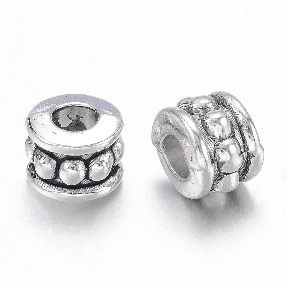 *100* 4x6mm Antique Silver Large Hole Rondelle Spacer Beads