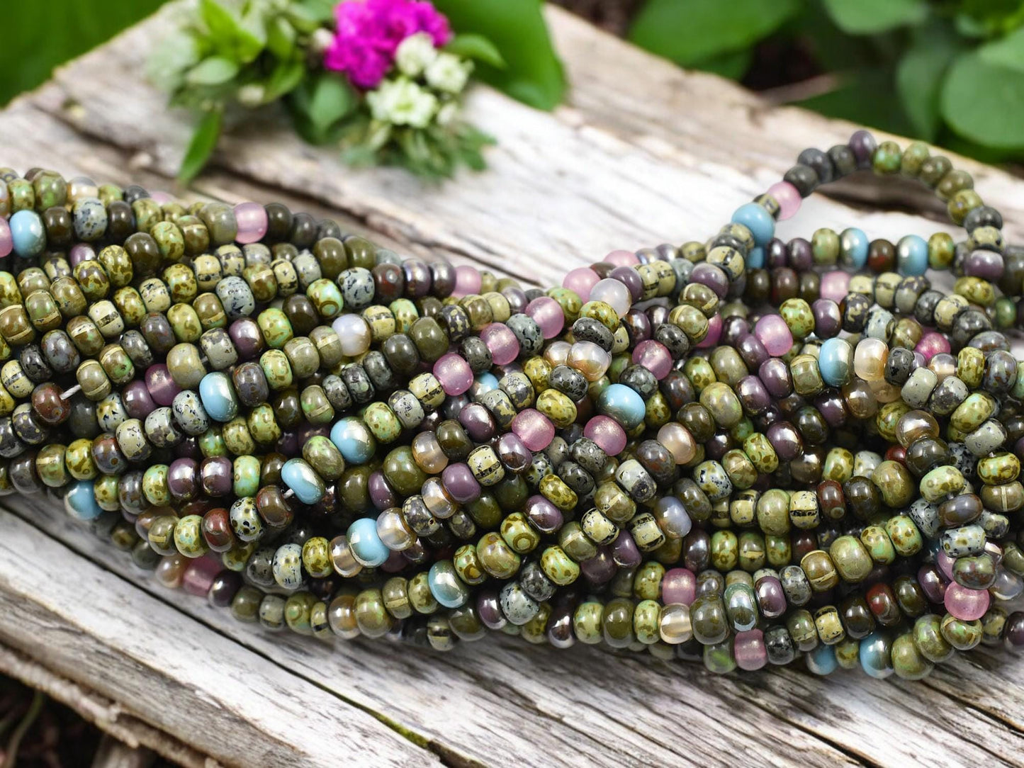 Picasso Seed Beads 6 0 - Aged Picasso Beads - Czech Glass Beads - Size 6 Seed Beads - 6/0 - 18" Strand - (B689)