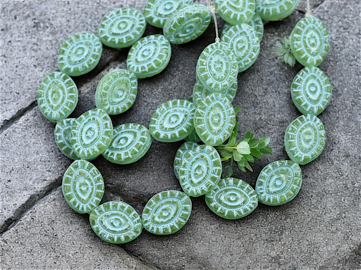 Czech Glass Beads - Evil Eye Beads - Mystic Eye Beads - Full Strand - 10pcs - 14x11mm - (3870)