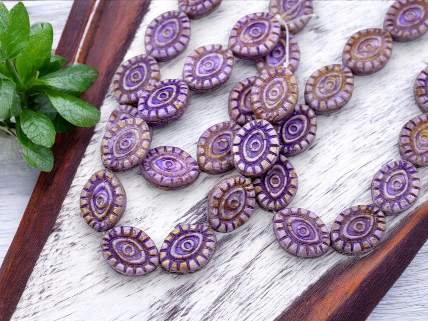 Picasso Beads - Czech Glass Beads - Evil Eye Beads - Mystic Eye Beads - Full Strand - 10pcs - 14x11mm - (4621)